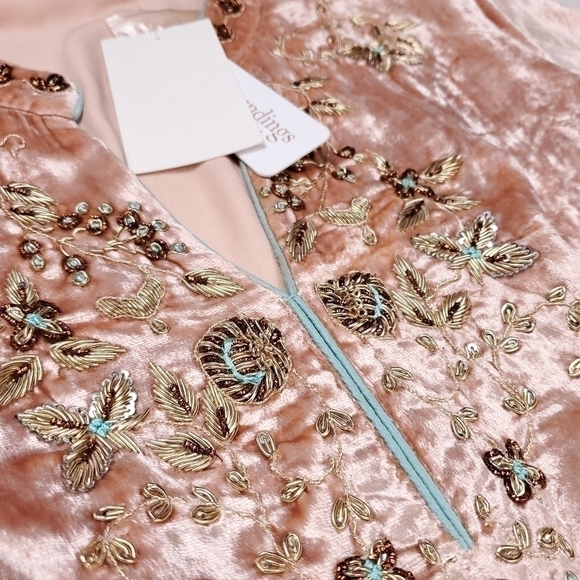 New Soft Surroundings Peach Viscose Blend Velour Boho Dedazzled Camisole Sz S - Picture 5 of 16